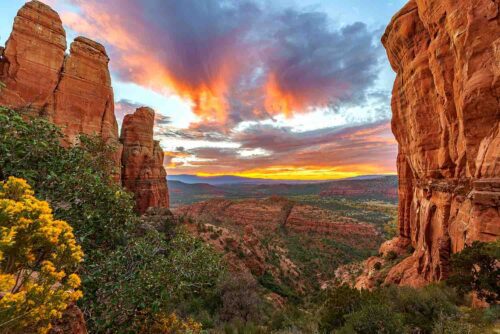 Sedona red rock at sunset