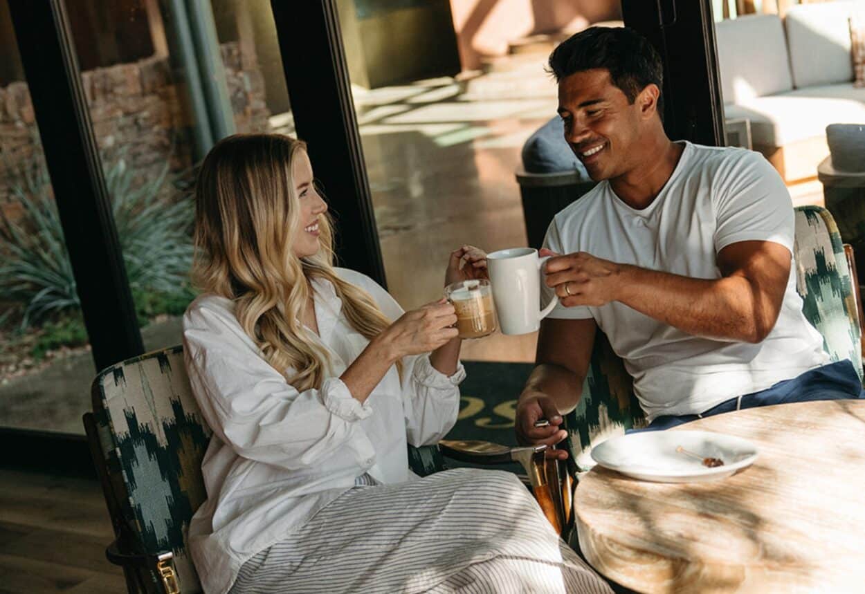Couple having coffee at Rascal Modern Diner